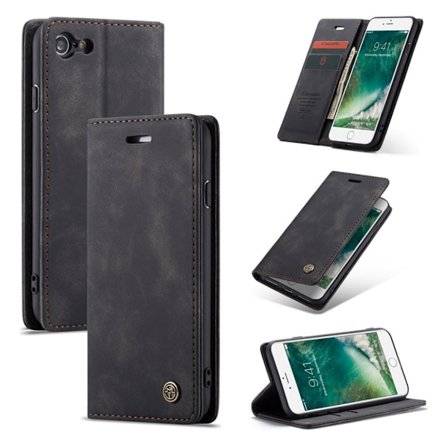 CaseMe iPhone SE 2020 Vintage kotelot - Musta