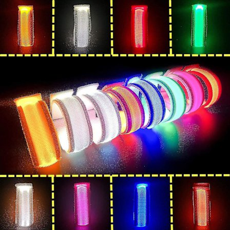 LED-armband med glöd, lysande armband, blinkande armband för handleden, blinkande sportarmband, 8-pack
