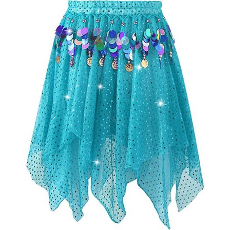 Kvinnors Sparkle Running Asymmetriska Lagrade Kjolar Stadskjolar Running Tutu, Ljusblå 2