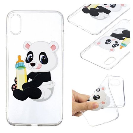 iPhone Xs Max Pehmeä Muovinen Kuvallinen Taksuoja Kuori - Tuttipullo Panda