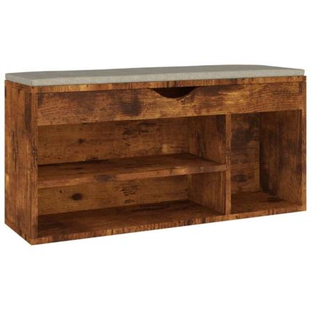 Vidaxl Skobänk Med Dyna Rökfärgad Ek 104x30x49 Cm Spånskiva Brun