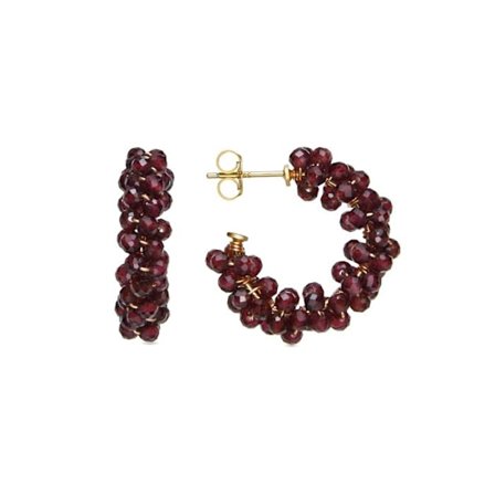 Boucles d'oreilles Luxenter i 925 sterling silver och granat kristall med 18k guldfinish - Silka