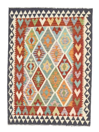 Tapis D'orient Kilim Afghan Old Style 105X147 Rouge Foncé/Noir (Laine, Afghanistan)
