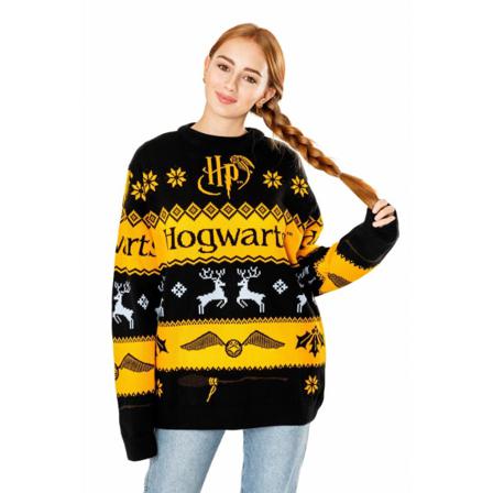 Harry Potter Unisex Stickad Jultröja För Vuxna M Black/yell
