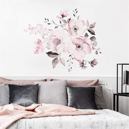 Rosa Blomst Romantisk Blomster Veggdekor 3D Veggklistremerke Hjem Kunstdekor for Jenter Soverom Kontor Bad Stue...