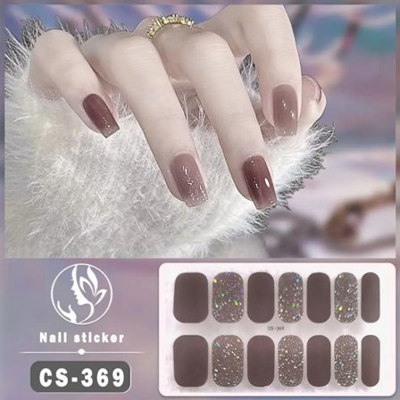 14Tips Halvhärdade Gel Nagelstickers Folie Glitter Nagelkonst Stickers Självhäftande Enkla Gel Hela Nagelomslag