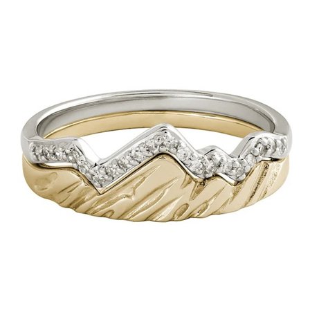 Bergsring, kvinnor flickor Sterling Silver Mountain Ring Set Inspirat