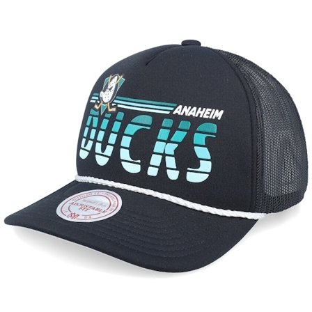 Mitchell & Ness - Negro trucker Gorra - Anaheim Ducks Graded Vintage Black A-frame Trucker @ Hatstore