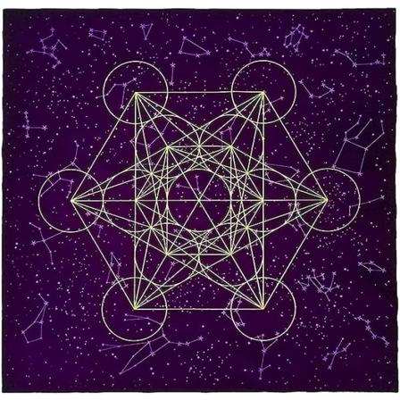 Trykt lilla fløyel Tarot duk - hellig geometri - for Ta