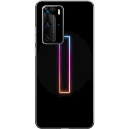 Kompatibel Mobilcover til Huawei Huawei P40 Pro Minimalistisk neonbogstav I i regnbuefarver mod mørk baggrund