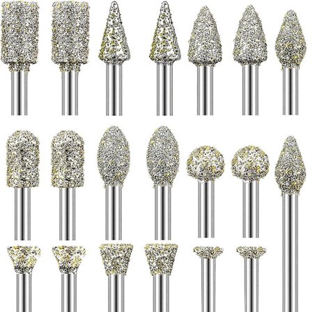 Diamant Burr Mix Set - 30 stk slipespiss med 1/8-tommers skaft (60 Grit)