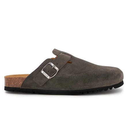 Scholl Iconic Olivier tofflor i borstad mocka (herr)