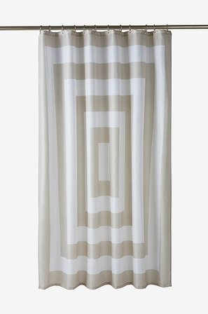 Jotex - Bruseforhæng Beige/hvid - WILLIAM - Køb Badeforhæng hos Jotex