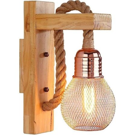 Retro industriell vegglampe Kreative lamper (tre med svart deksel), for innendørs og utendørs