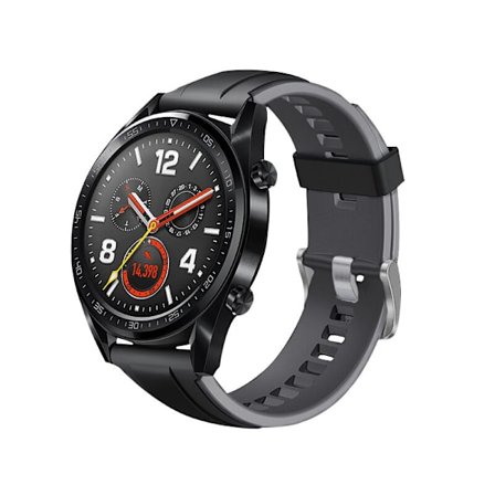 Svart & Grå Silikonklockarmband 22mm för Huawei Watch GT