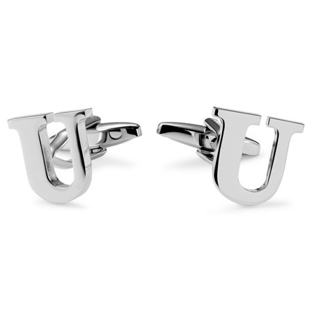 Silver-tone Initial U Cufflinks for Men