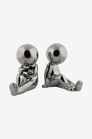 Present Time - Sæt med 2 bogstøtter Joey - Sølvfarvet - Pynteting - Fra Homeroom