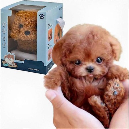 Livagtig robot hvalp der går og gør, sødt blødt robot hundelegetøj med realistisk adfærd (brun)