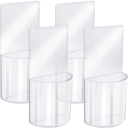 Pieces Fjernkontrollholder Veggmontering, Akryl Mediaorganisator Veggmontering, Transparent Ingen Boring Oppbevaringsboks, for Soverom, Nattbord