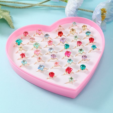 Barnering Mote Tegneserie Jenter Smykker Krystall Edelsten Prinsesse Smykker Justerbar Ring D