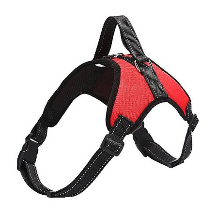 Eksplosionssikker reflekterende udendørs hunde sele med snor - Rød, til små, mellemstore og store hunde