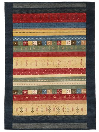 Gabbeh Loribaft Vloerkleed 168X238 Zwart/Oranje Wol, India