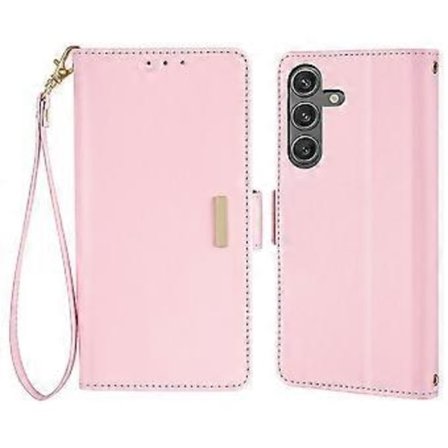 For Samsung Galaxy S25+ Lær Lommebok Etui RFID Blokkerende Stativdeksel med Håndstropp (Stil E)