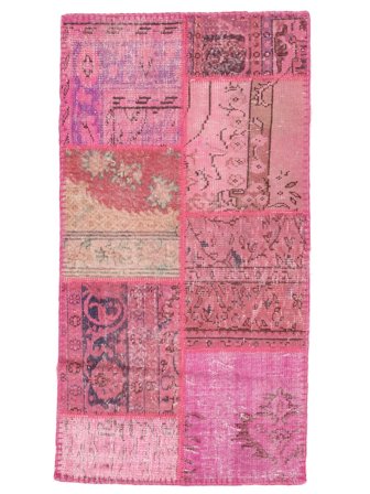 Hand Knotted Patchwork Rug 78X149 Dark Red/Red