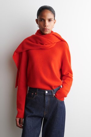 COS Men's Cashmere Scarf in Orange