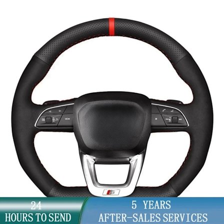 Biltillbehör bilratt överdrag mockaläder fläta för kompatibel med audi q3 2018-2019 q5 (fy) 2017-2019 q7 (4m) 2015-2019 q8