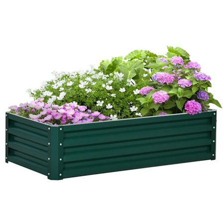 Korotettu Sänky Teräksestä Plant Box Ruosteenkestävä Kasvissänky Avoimella Pohjalla Puutarhaan Ja Parvekkeelle Vihreä 120 X 60 X 30,5 Cm