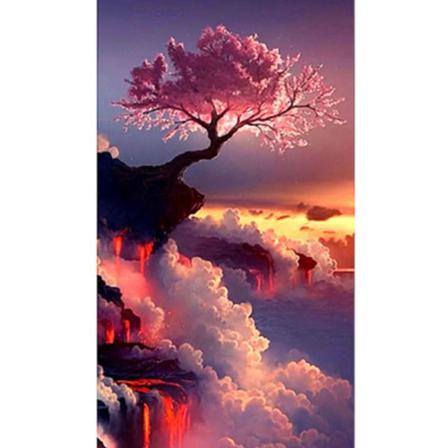 Full 5d Diy Diamond Painting Cross Stitch Vacker Träd Broderi Mo Som På Bilden 1 30x40cm