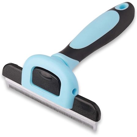 Profesjonell børste for kjæledyr - Pels- og flokefjerner for katter og hunder - Reduserer røyting, dødt hår og floker - Avtakbar kam i rustfritt stål 