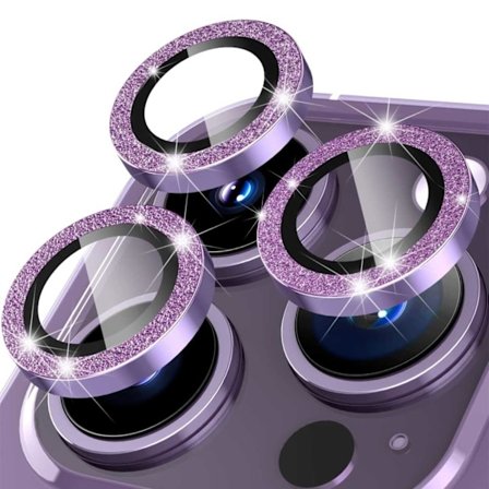 iPhone 14 Pro/Pro Max objektivdeksel Bling Glitter Lilla