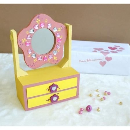 CTOP Litet Sminkbord Blomspegel + 2 lådor