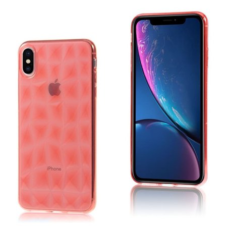 iPhone Xs Max mjukt silikonplast mobilskal med 3D diamant texturerad yta - Ros