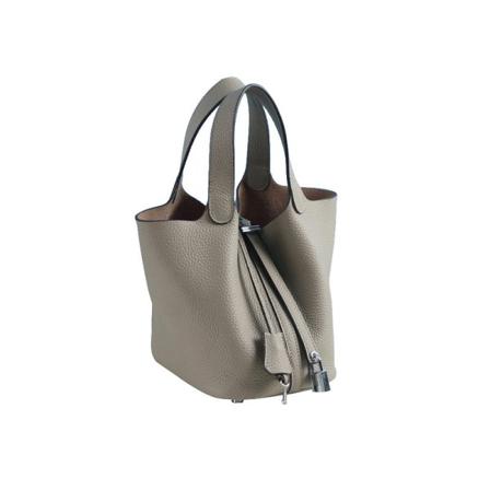 Kvinner Dame Håndveske Lær Handbag First Layer Kuskinn Bucket Bag Small Size/18cm elephant gray