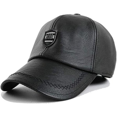 Fashion Emblem Høst Vinter PU Lær Herre Baseballcaps Vanntett Yetsye Vindtett Yetsye Utendørs Sportshatt Med Øreklaffer