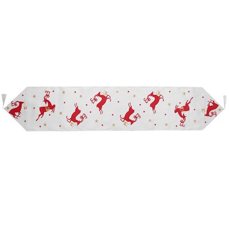 Jul Bordløper Hvit Elg Mønster Stoff Trykk Skrivebordsdekorasjon Duk