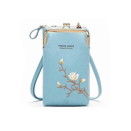 Indefinitet Naisten Sling Cross-Body Lompakko, Declrationun Kirjailtu PU-nahka