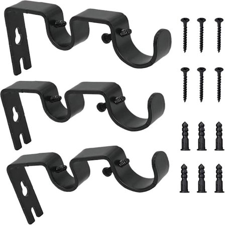 3 st Gardinstångsfästen, Justerbart Stångväggfäste, Dubbel Cu