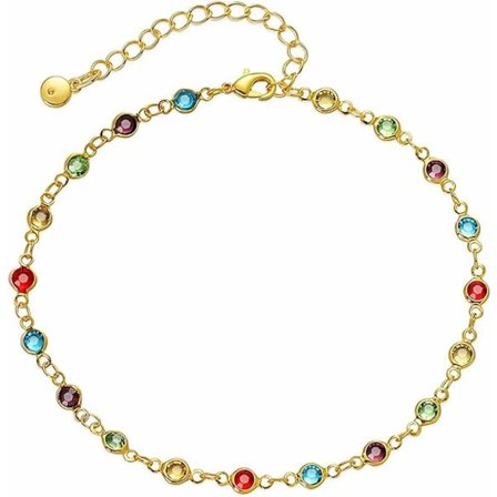 Gullbelagt ankelkjede justerbar bohemsk firkantet zirkonia ankelkjede strandferie smykker for kvinner