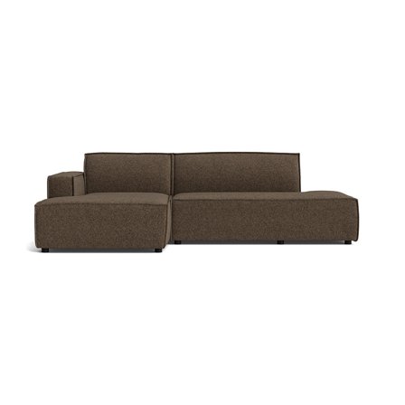 Lyon Chaiselongue-Sofa, links | open end in Modesto Braun, modernes Design, einfarbig strukturiert, bequeme Polsterung, Sitzhöhe 78cm