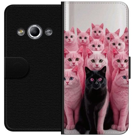 Kompatibel Tegnebogsetui til Samsung Galaxy Xcover 3 Sort kat blandt pink katte humoristisk kontrastdesign med legende farve og charmerende karakter