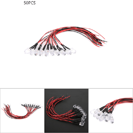 50 kpl 12V 8mm kromatiikka LED-lamppupalloja 20 cm 26AWG johdolla teollisuusk ytt n - V rik s vilkkuminen