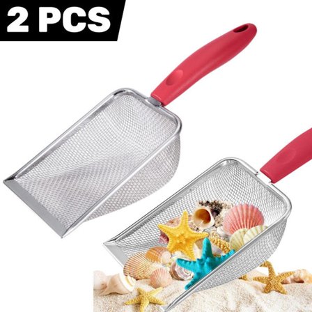 2-pack - Strandspade - Långt handtag, Röd - Multifunktionell spade för att samla snäckor och leka i sanden.