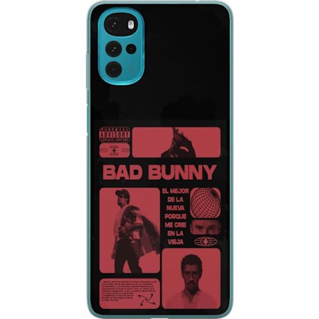 Kompatibel Mobilcover til Motorola Moto G22 Bad Bunny NFL-inspireret skjoldlogo med amerikansk fodbold og stjerner