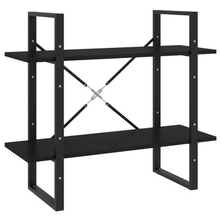 Vidaxl Bokhylla 2 Hyllplan Svart 80x30x70 Cm Massiv Furu Svart