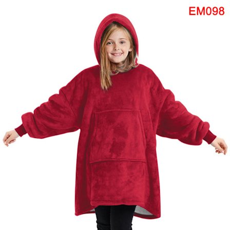 Filt Hoodie Sweatshirt Stor TV-filt Bärbar filt Super Varm Mjuk Mysig Fleece Huvtröja För Barn/Vuxen