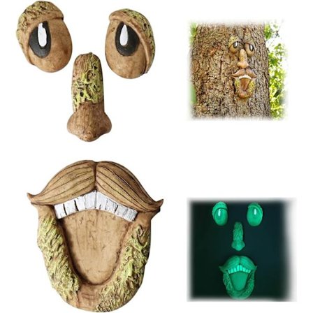 Gamle Mand Træ Ansigter Dekoration, Have Skulpturer og Statuer, Udendørs